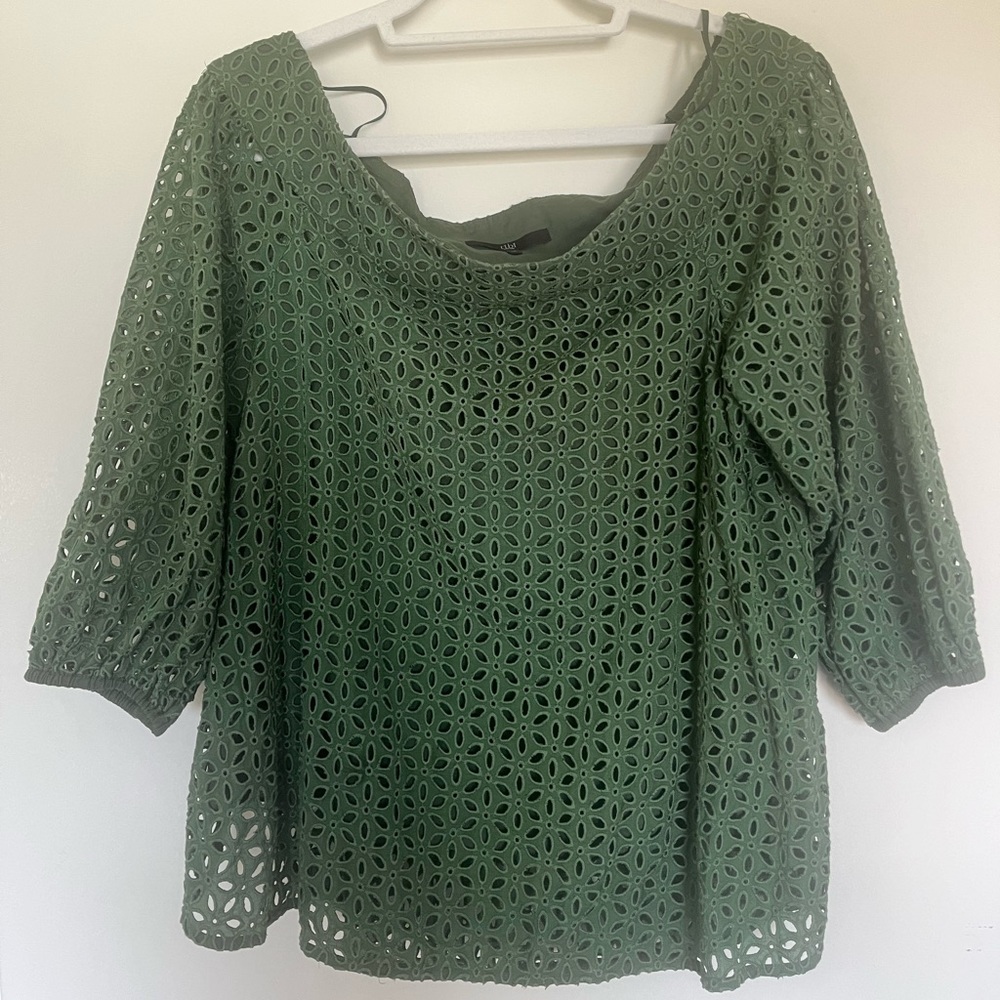 TIBI size 10 Green Off-Shoulder Woman’s Top